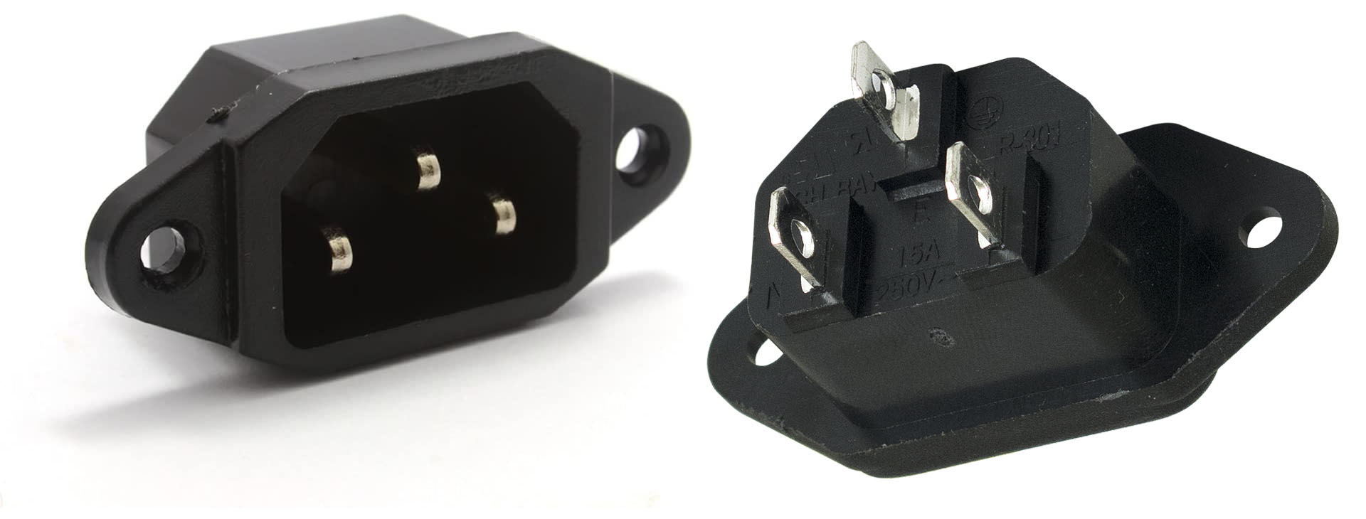 IEC C14 power inlet socket with 6.3mm spades terminals