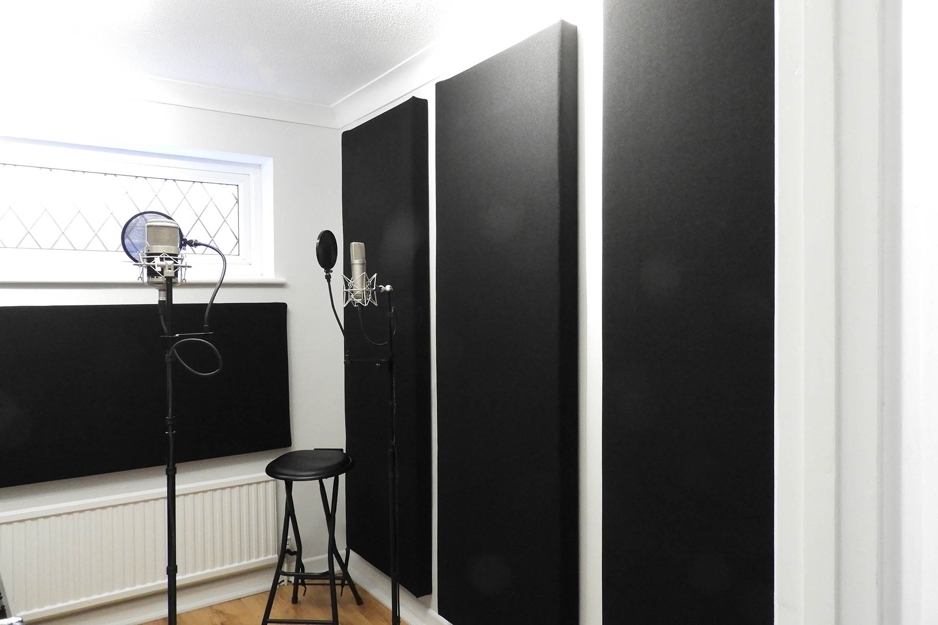 DIY acoustic panels finished in Mic Room at Plasma Music