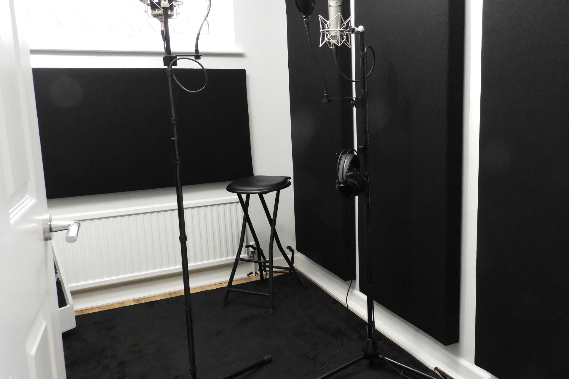 DIY acoustic panels in mic room which is now finished