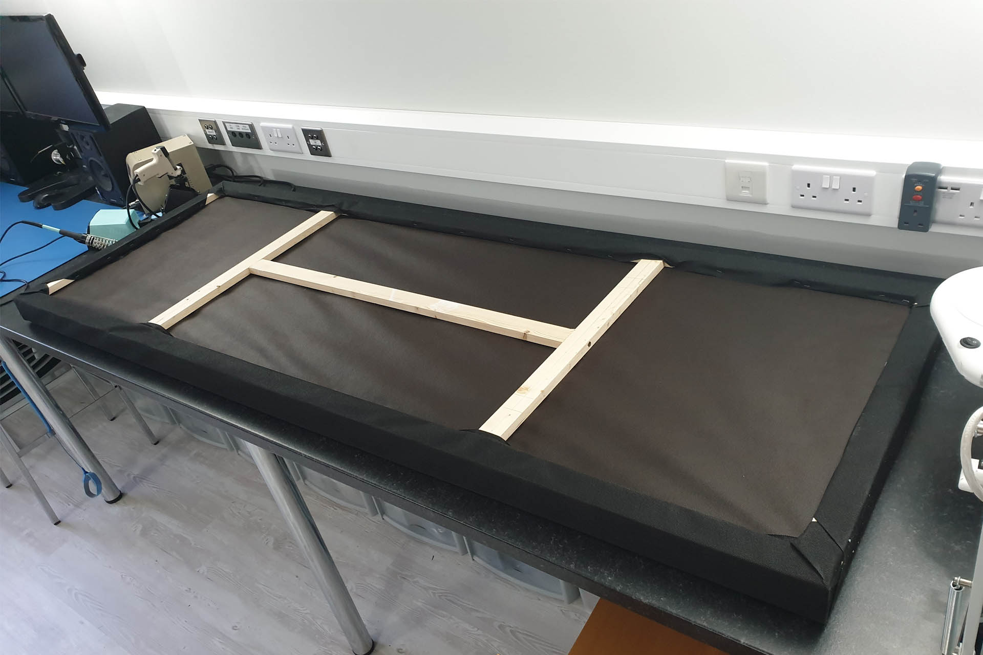 DIY acoustic panel with vertical brace to stop heavy foam sagging