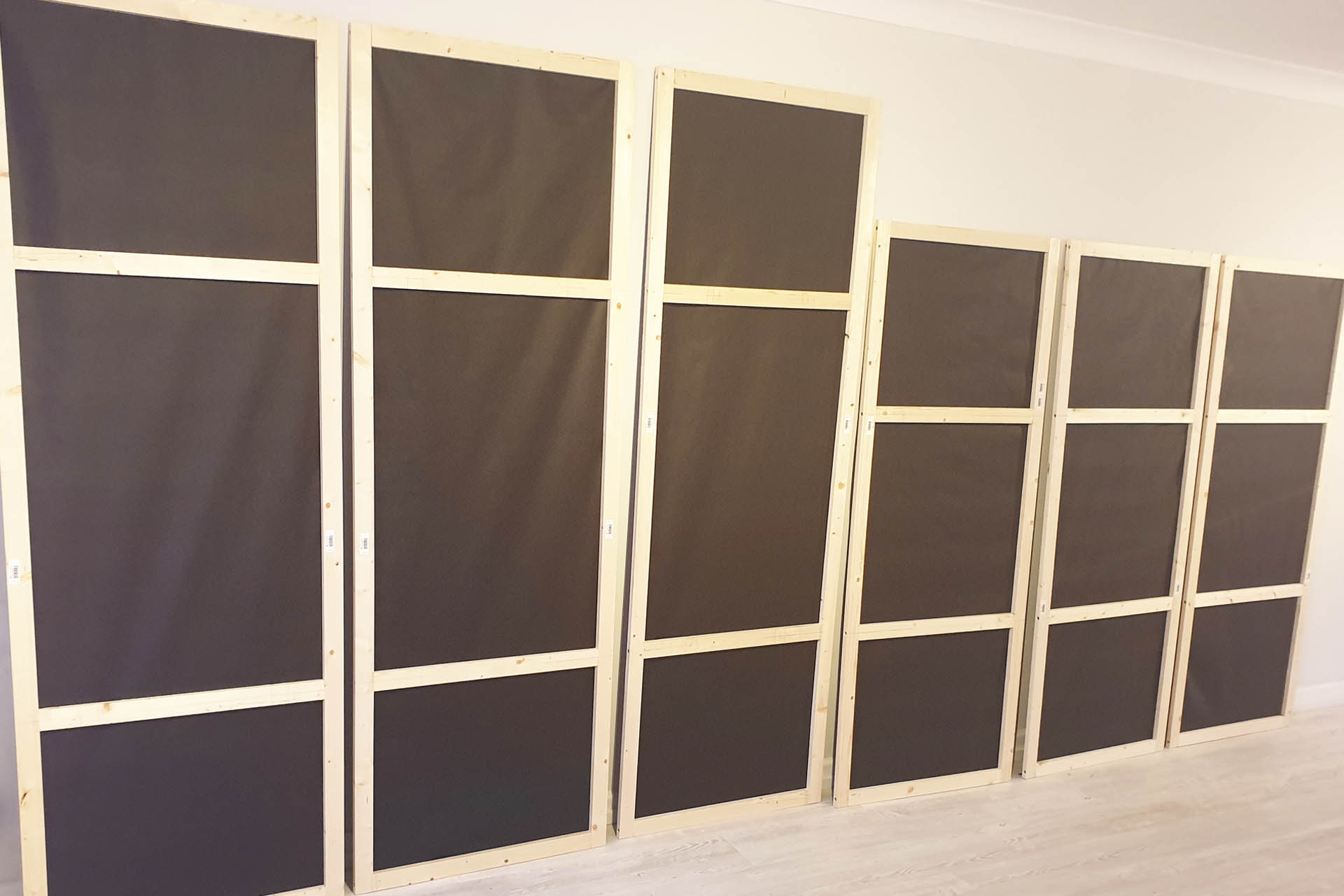 Frames for six DIY acoustic panels for my mic room