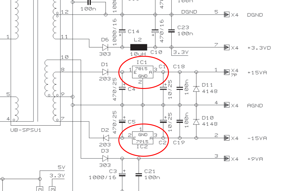 Behringer PSU2496 uses linear voltage regulators for main audio supplies