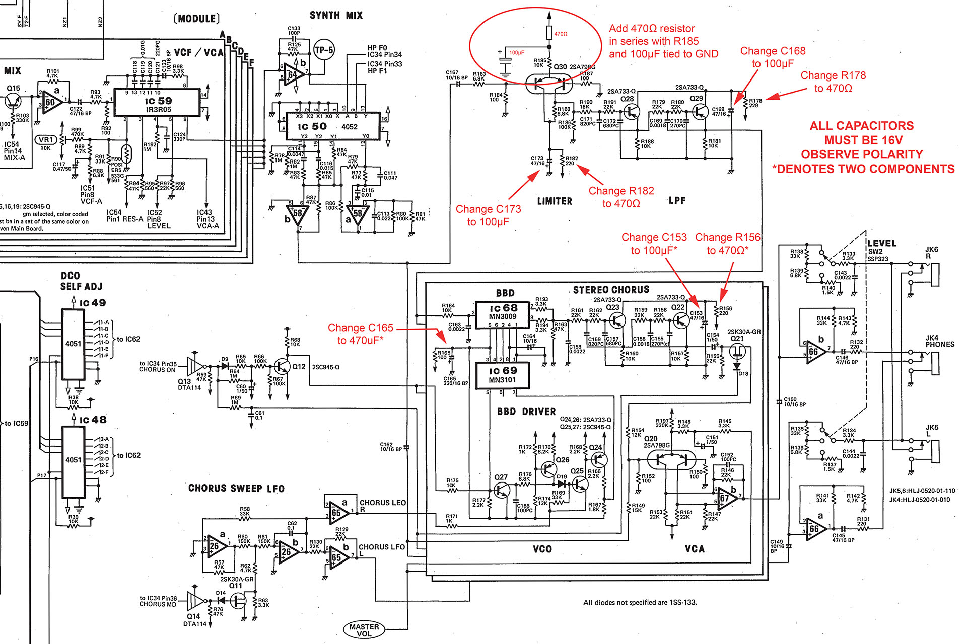 Chorizo Chorus Noise Reduction Mod for the Roland JX-8P